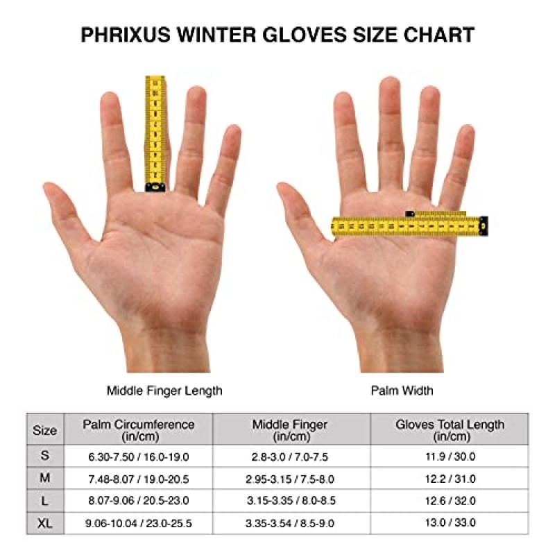 PHRIXUS 남성용 및 여성용 스키 장갑 방수 겨울 따뜻한 3M Thinsulate 스키 및 스노우 장갑 스노우보드 스노모빌 장갑 겨울 추운 날씨 방풍 장갑