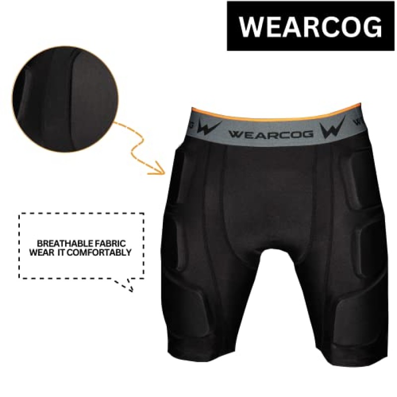 스케이트, 스노우보드, 사이클링, 스키용 Wearcog 3D 보호 패딩 반바지 - EVA 엉덩이 보호대 패딩 압축 반바지 - 스노우보드 임팩트 반바지 엉덩이, 엉덩이 및 꼬리뼈 보호 – 아이스하키, 모토크로스 보호 장비 - 롤러 스포츠 엉덩이 패딩 반바지