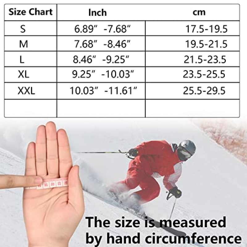 BIKINGMOREOK 남성용 여성용 겨울 장갑, -10°F 3M Thinsulate 스키 장갑 터치스크린 스노우보드 장갑 방수 TPU 멤브레인이 포함된 스노우 장갑 추운 날씨 장갑