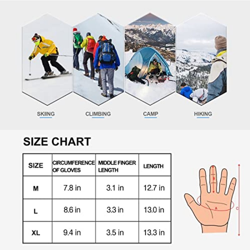 Cevapro -40°F 겨울 장갑 방수 스키 장갑 3M 절연 스노우보드 장갑
