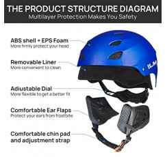 성인 남성 여성, 청소년 및 어린이용 ILM 스키 및 스노보드 헬멧 스노우 스포츠 스노우보드 헬멧 고글 호환 모델 S1-17
