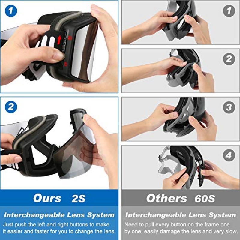 Mimajor 스키 고글 남성 여성 및 청소년을 위한 자기 교환식 듀얼 렌즈