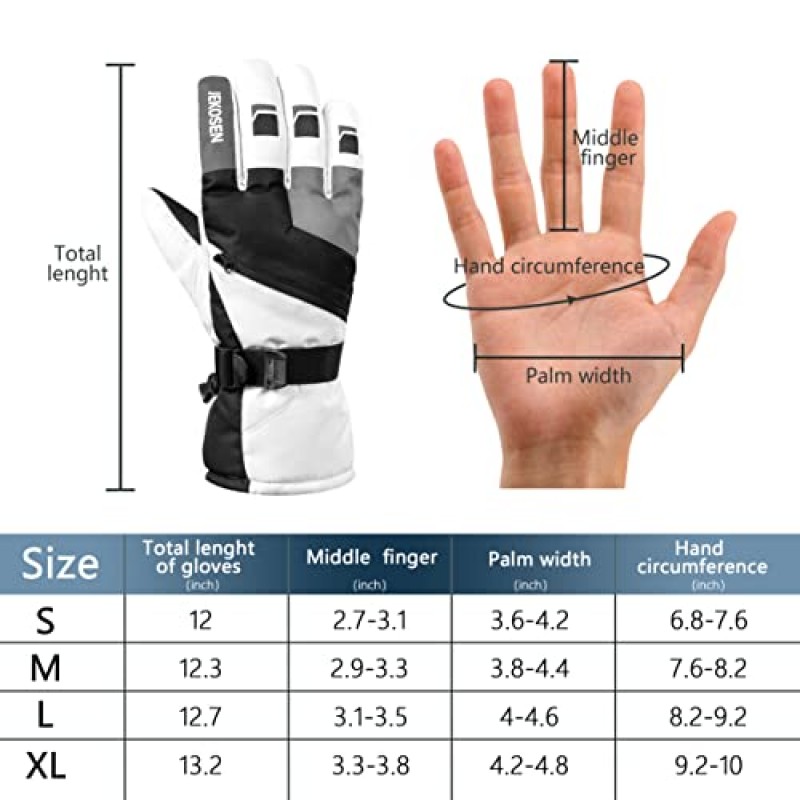 JEKOSEN 스키 장갑 2023 방수 터치스크린 스노우보드 장갑 겨울 따뜻한 장갑 유지