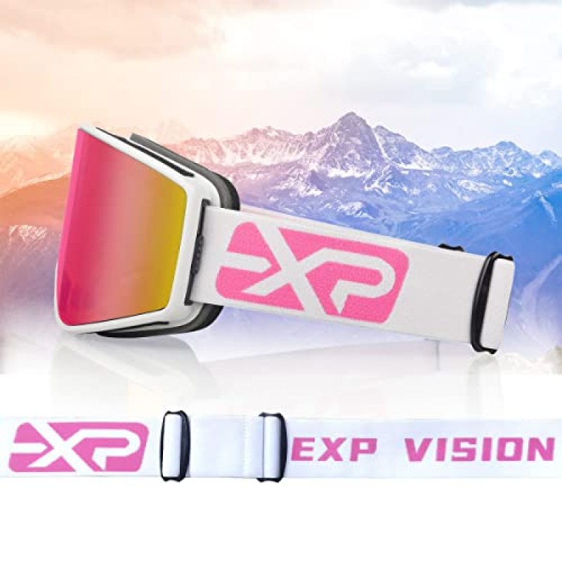 EXP VISION 스키/스노보드 고글 친자 스노우 고글 오버 안경 남성용, 여성용 청소년 키즈