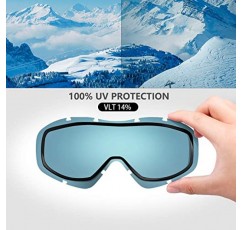 OutdoorMaster OTG 스키 고글 - 남성, 여성 및 청소년용 안경 위 스키/스노보드 고글 - 100% 자외선 차단