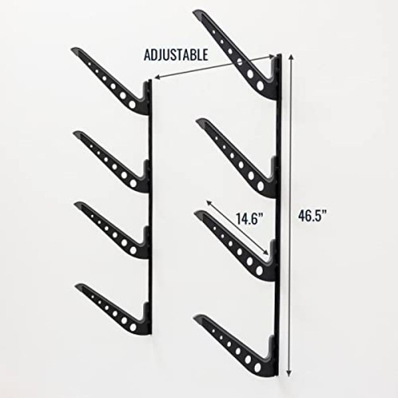 StoreYourBoard 조정 가능한 스노우보드 보관 랙, 벽걸이형 4보드 디스플레이