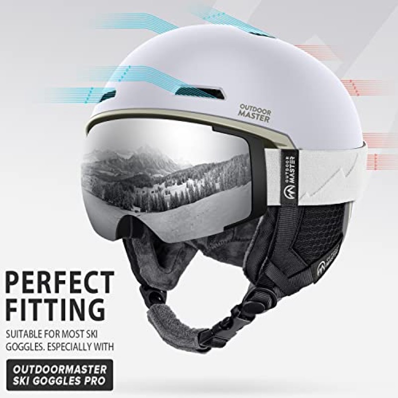 OutdoorMaster Diamond MIPS 스키 헬멧 - 남성 여성 및 청소년을 위한 스노우 스포츠 헬멧 스노우보드 헬멧