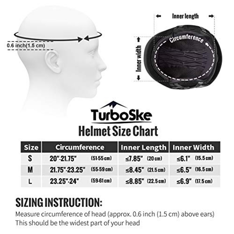 TurboSke 스키 헬멧, 스노우보드 헬멧, 스노우 스포츠 헬멧, 남성 여성 및 청소년용 오디오 호환 가능