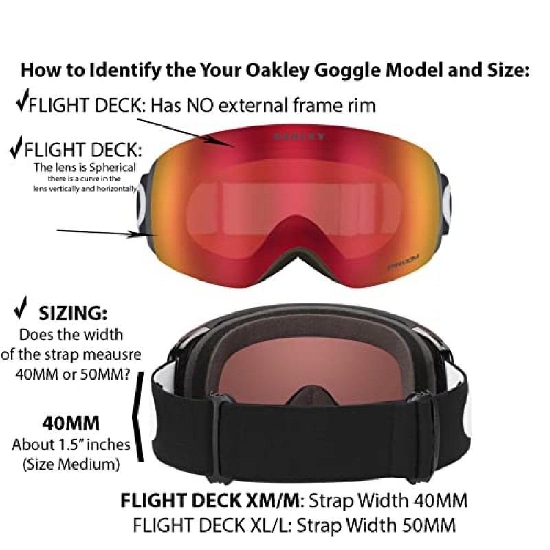 Oakley Flight Deck 대형 교체 렌즈 OO7050 남성용 스키 고글 여성용 +디자이너 iWear 케어 키트