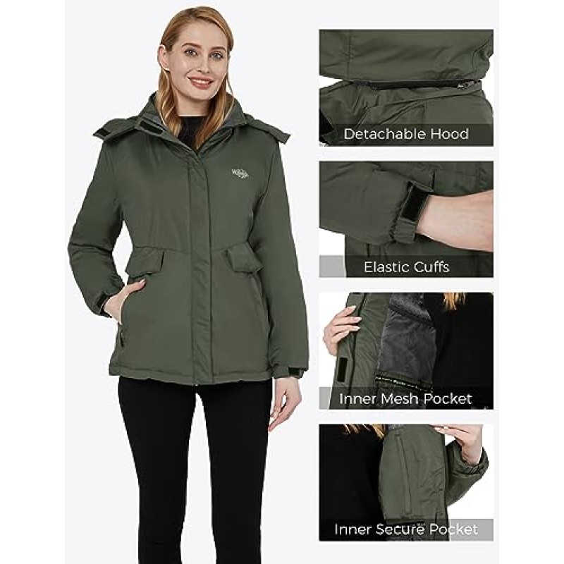 Wantdo 여성용 방수 스키 자켓 따뜻한 겨울 코트 방풍 스노우 코트 따뜻한 양털 비옷