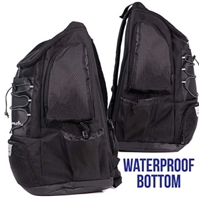 Athletico 수영 백팩 - 수영, 해변, 캠핑을 위한 습식 및 건식 칸막이가 있는 수영 가방 - 노트북 슬리브가 있는 풀 가방