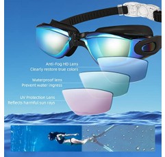 EWPJDK 수영 고글, 2 팩 안티-안개 없음 누출 방지 UV 실리콘 수영 고글 십대 청소년 성인 여성 남성