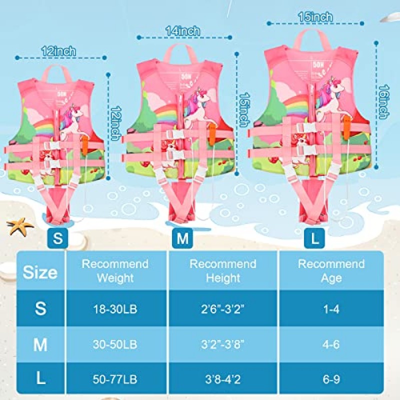 PAETAE 네오프렌 유아 수영 조끼 어린이, 어린이 수영 재킷 유아 플로트 수영 보조 1-9 세 소년과 소녀