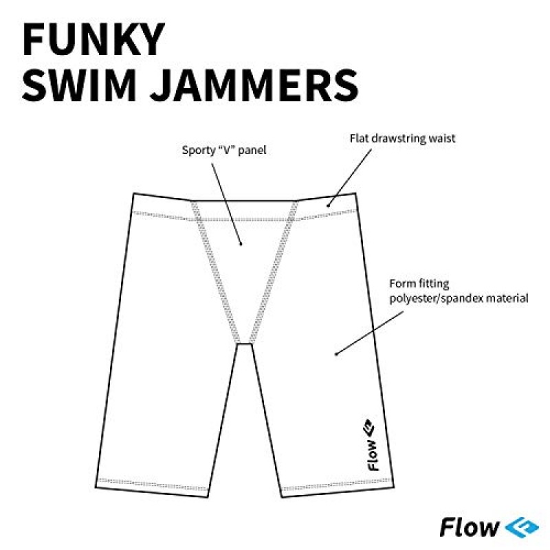 남아용 Flow Funky Jammers - 사이즈 21~32의 연습 및 경기 수영용 수영 방해기 수영복