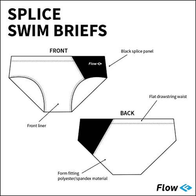 Flow Splice 수영 브리프 - 수영 연습 및 대회용 남아용 브리프 스타일 수영복(수트 사이즈 21~32)