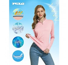 TSLA 여성용 UPF 50+ 긴 소매 래쉬가드 수영 셔츠, 자외선 차단 썬 셔츠, 레귤러 핏 퀵 드라이 워터 셔츠