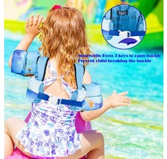 Elejolie 어린이 수영 조끼 수영 훈련 배우기, 유아용 유아 안전 수영 보조 재킷 2 3 4 5 6 세, 아기 용 팔 날개 22-66lbs