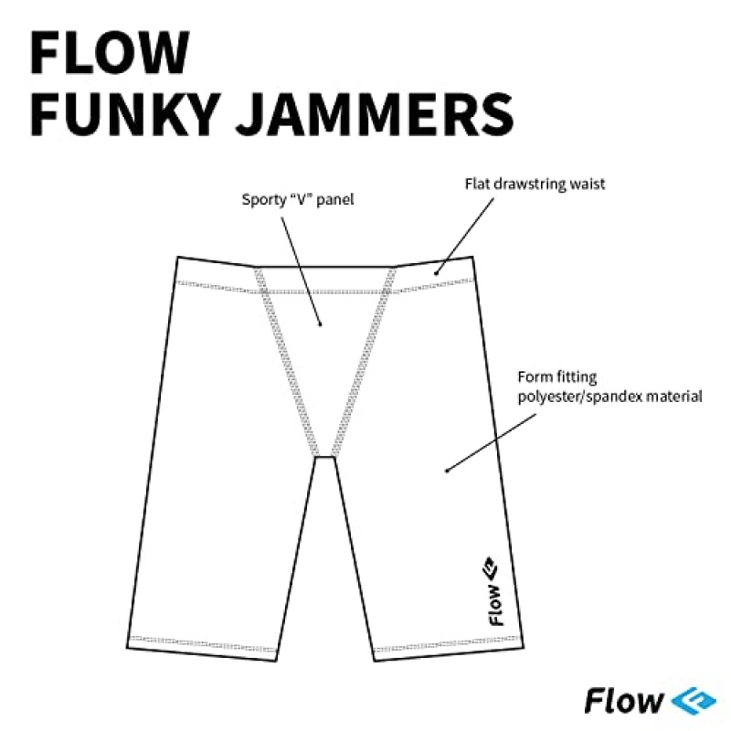 남아용 Flow Funky Jammers - 사이즈 21~32의 연습 및 경기 수영용 수영 방해기 수영복