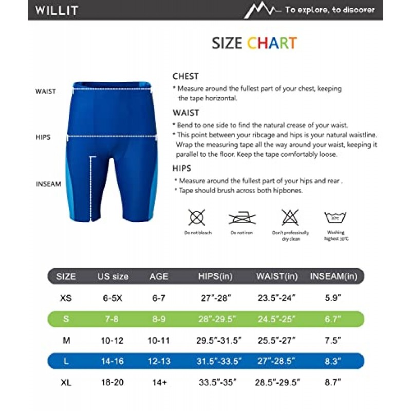 Willit 남아 수영 방해기 청소년 수영복 속건성 운동용 수영 반바지 UPF 50+