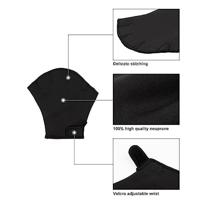 FitsT4 아쿠아 장갑 물갈퀴 패들 수영 장갑 피트니스 수중 에어로빅 및 수영 저항 훈련 장갑 남성 여성 어린이