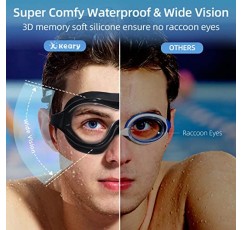 부드러운 실리콘 개스킷, 안개 방지 UV 보호 기능이 있는 성인 청소년을 위한 Keary 2 팩 수영 고글 누출 없음 투명 비전 풀 고글