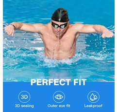 UV 차단 및 누출이 없는 남성, 여성 및 청소년을 위한 RTWAW 방수 안개 방지 수영 고글