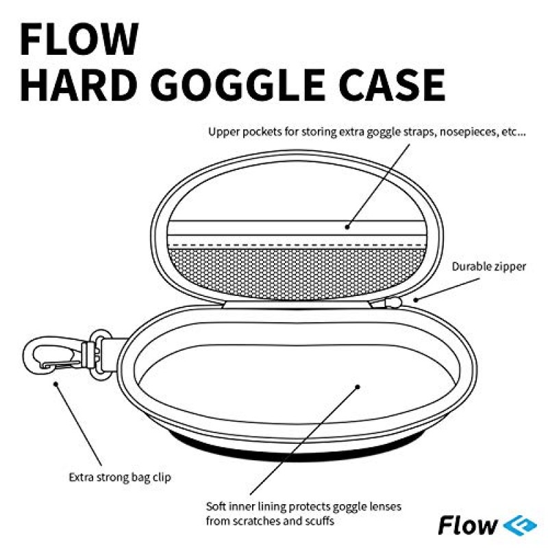 Flow 수영 고글 케이스 - 배낭용 가방 클립이 포함된 수영 고글용 보호 케이스