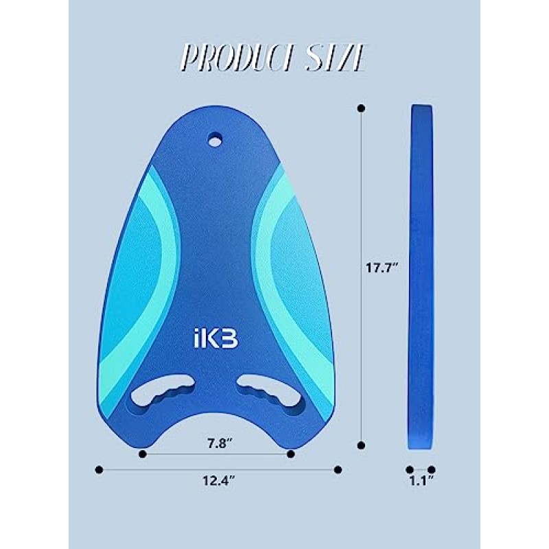 ikanboo 수영 킥보드, 수영 훈련 보조 킥보드, 어린이 및 성인용 수영장 운동 장비, EVA 폼