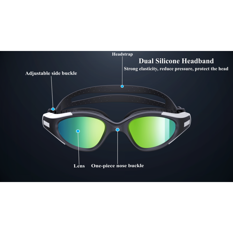 findway 수영 고글, 남성 여성 성인 청소년을위한 편광 수영 고글, 안개 방지 UV 보호 누출 없음 넓은 시야