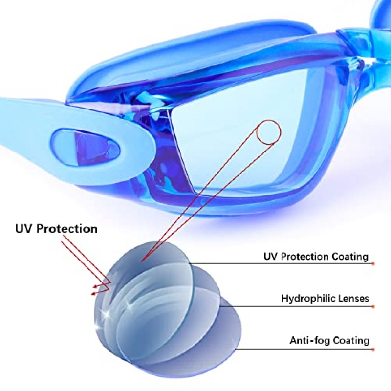 Romoc 4 팩 성인 수영 고글, 누출 없음, 안개 방지, 자외선 차단 수영 안경 물 고글