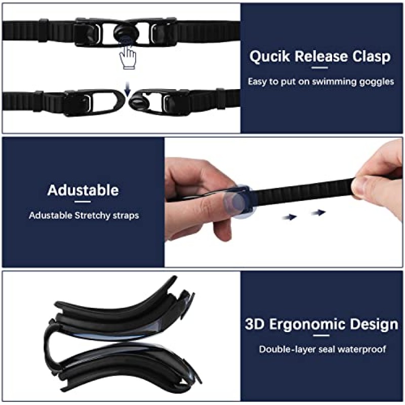 Romoc 4 팩 성인 수영 고글, 누출 없음, 안개 방지, 자외선 차단 수영 안경 물 고글