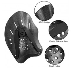 TAGVO 수영 훈련 핸드 패들, 기술 향상을 위한 훈련용 컨투어 패들, 성인용 사이즈 남녀공용, 블랙