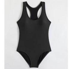 Womens Conservative Athletic Racerback 스포티 한 블랙 원피스 트레이닝 수영복 수영복 수영복 청소년을위한 겸손한