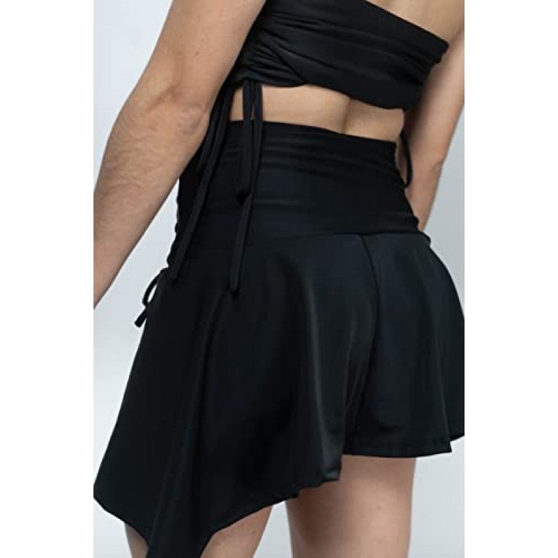 Ruched Bodycon 스커트 Tummy Control 수영 스커트 비대칭 미니 스커트 커버 업 하이 웨이스트 레이브 보텀 스케이터 스커트