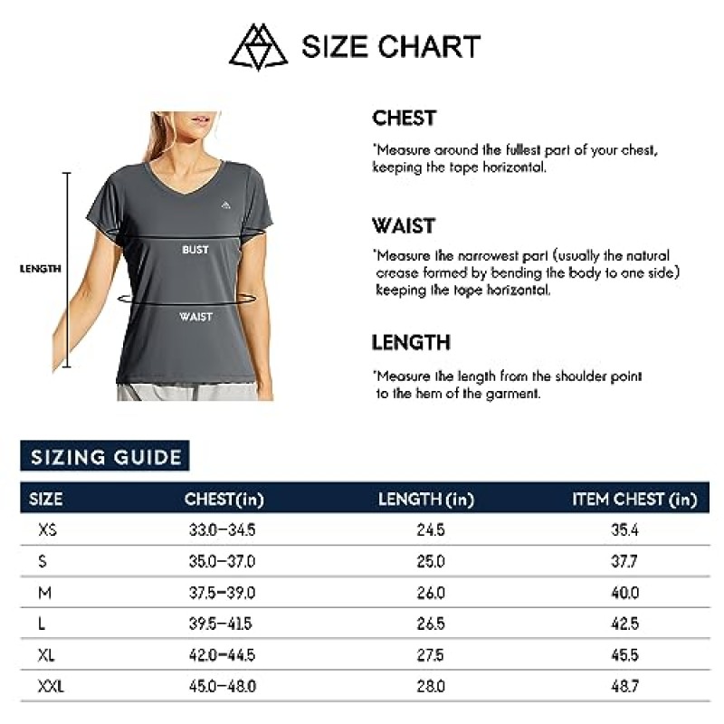 Haimont 여성용 퀵 드라이 반소매 티셔츠 V 넥 UPF 50+ 탑 운동 운동용 피트니스 달리기, 모이스처 위칭
