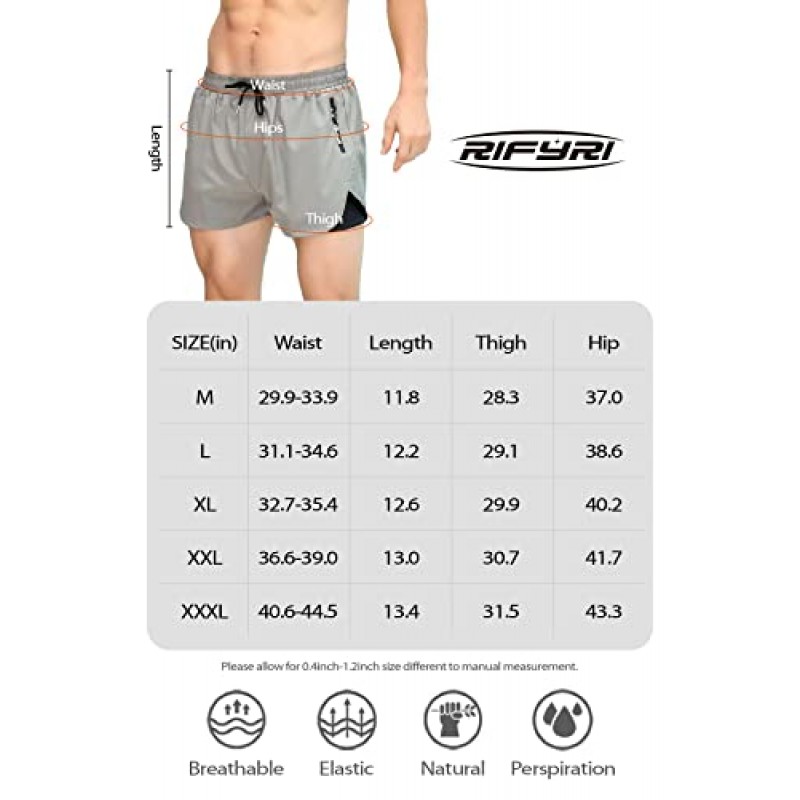 RIFYRI 남성용 수영 트렁크 3' 러닝 반바지 퀵 드라이 수영 반바지 압축 라이너가 포함된 스트레치 워터 비치 반바지