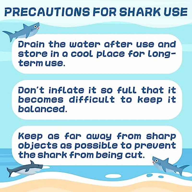 수영장, 파티 장식, 용품 호의, 어린이와 성인을 위한 생일 선물용 79인치 대형 팽창식 블루 샤크