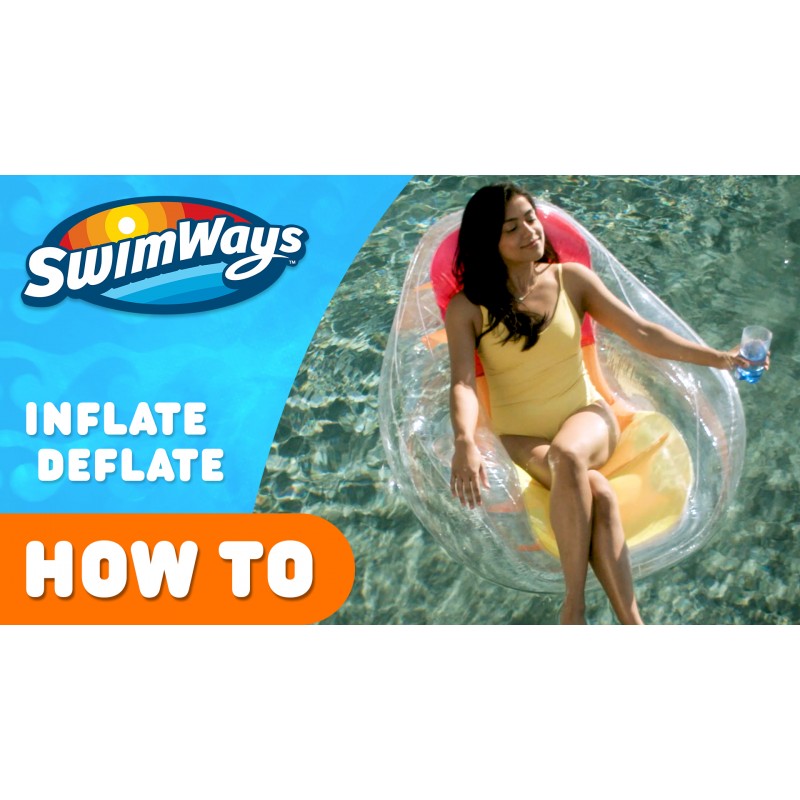 Swimways Dry Float Shadester 풀 플로트, 빠른 인플레이션, 캐노피, 발 받침대 및 컵 홀더가 있는 성인용 반투명 풍선 안락의자