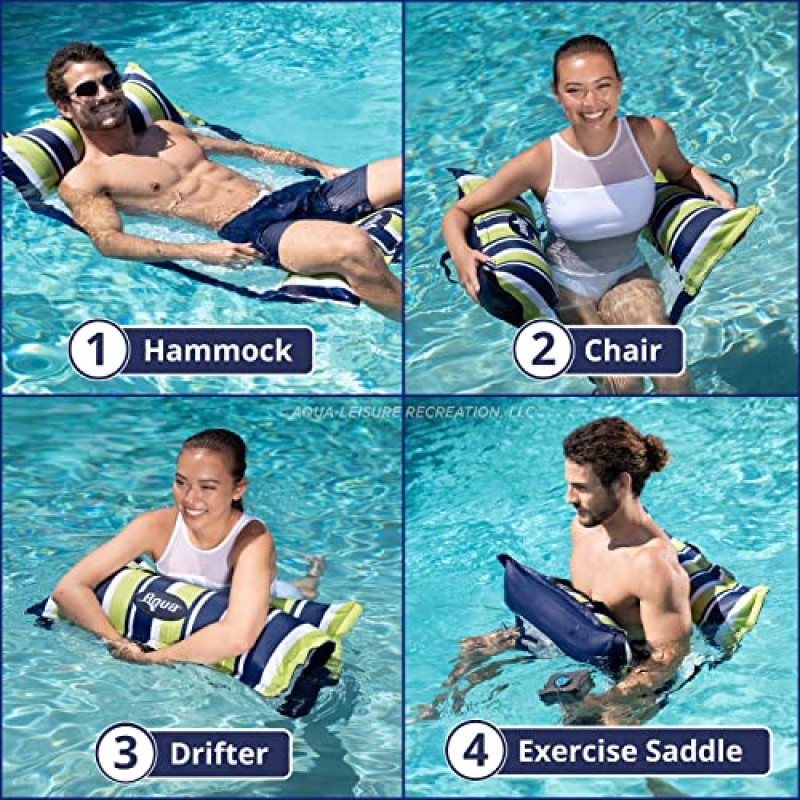 Aqua Original 4-in-1 Monterey Water Hammock – 성인을 위한 다목적, 팽창식 풀 플로트 – 특허 받은 두꺼운 붙지 않는 PVC 소재