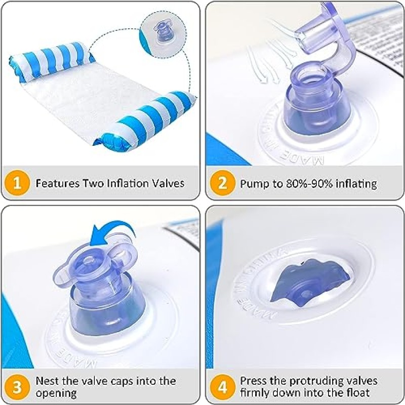 성인용 풀 해먹 플로트, 수동 공기 펌프가 있는 풀 플로팅 해먹 수영장, 해변, 호수, 수상 파티 및 기타 장소를 위한 4-in-1 다목적 팽창식 해먹(파란색)