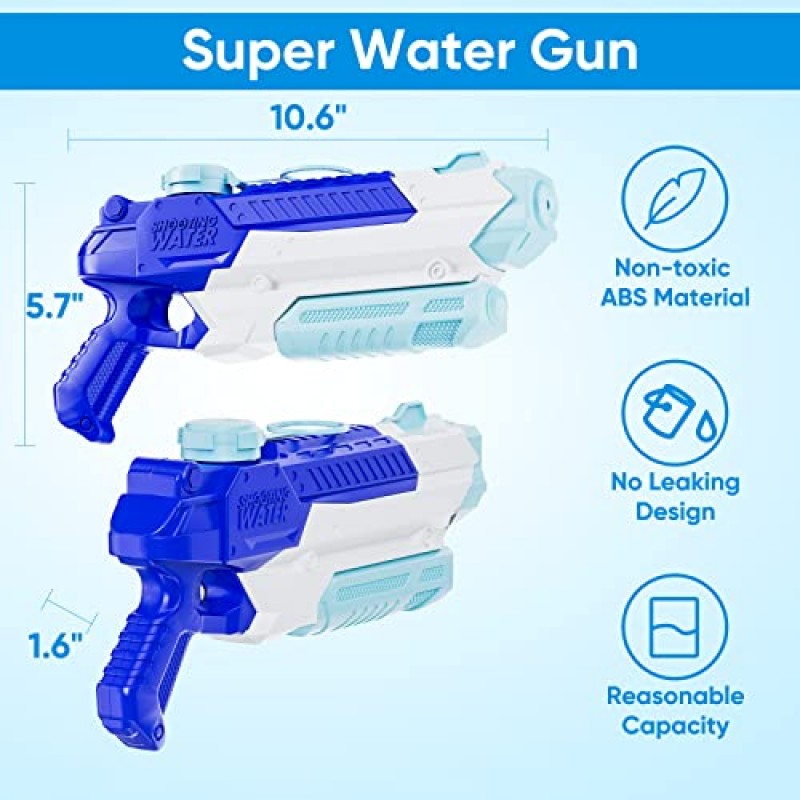 물총, 어린이를 위한 WOLKEK 물총, 4팩 장거리 물용 대용량, 수영장 해변 모래 야외, 소년 소녀를 위한 여름 선물