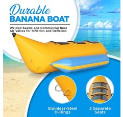SereneLife Person 풍선 바나나 보트, 보관 가방, 발 펌프 및 수리 키트 포함, 튼튼하고 두껍고 강화된 좌석 및 발 부분