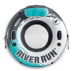 Intex River Run 1 53' 튼튼한 손잡이, 등받이 및 컵홀더가 있는 공기주입식 플로팅 워터 튜브 레이크 래프트, 레드(4팩)