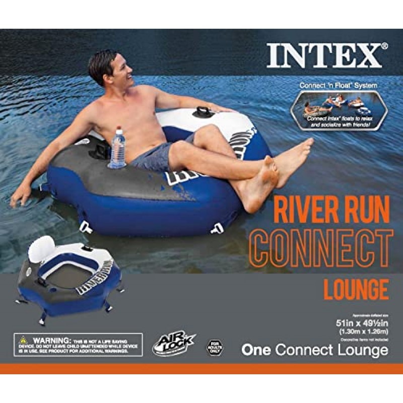 Intex River Run Connect 1인용 플로팅 튜브, 파란색(2팩) 및 2인용 튜브