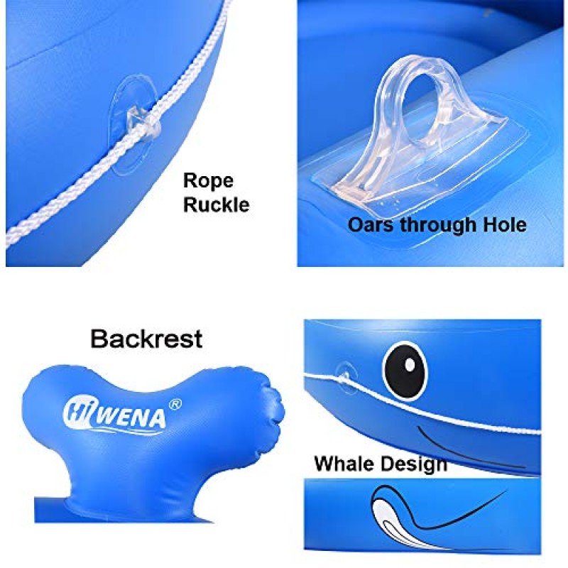 고래 풍선 보트, 어린이 및 성인을 위한 73인치 고래 풀 플로트, 수영장 및 호수 보트 플로트(노 포함)