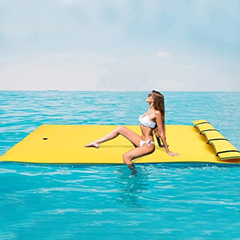 플로팅 워터 패드 - 호수 또는 수영장용 플로팅 아일랜드 - 거대한 릴리 패드는 최대 성인 8명 또는 어린이 20명까지 수용 가능 무제한 재미 A-350183cm