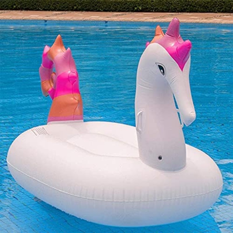 Glaceon 230cm 거대한 해마 풍선 풀 플로트 - 워터 파티 재미있는 장난감 - 탑승형 에어 매트리스 라운지 수영 반지