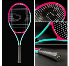 성인용 Senston 테니스 라켓 27인치 테니스 라켓 - 2인용 테니스 라켓 세트, 볼 3개, 그립 2개, 진동 댐퍼 2개 포함