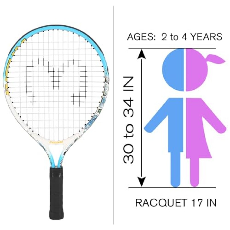 INSUM 17~25인치 어린이 테니스 라켓 주니어 초보자용 커버 백 포함, 테니스 남학생 및 여학생을 위한 선물