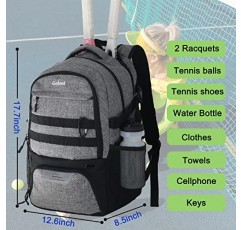 여성용 Goloni 테니스 가방 2 라켓 남성용 신발 칸막이가 있는 Pickleball 배낭, 스쿼시, 소프트볼, 배드민턴, 축구, 농구 및 축구 배낭 가방에 적합